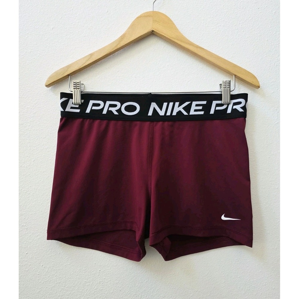 Nike Pro Shorts Women's Size Large 3" Inseam Maroon Fitted